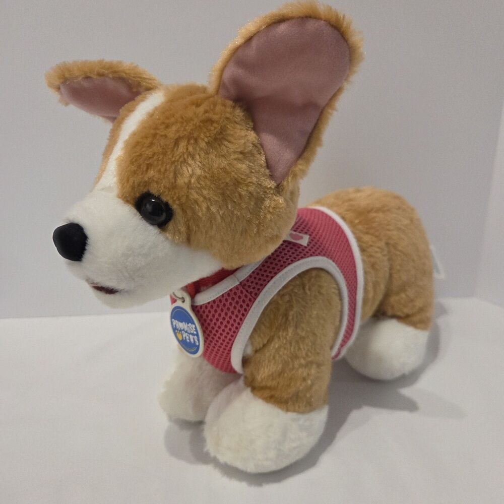 Build a Bear Promise Pets Corgi With Collar Tag Dog Puppy Brown White With Vest
